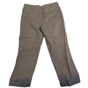 Savane Mens Flat Front Chino Pants Gray Brown 100 Cotton 42W x 32L Straight Leg